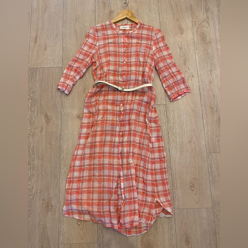 Vicolo pink and white plaid cotton dress in Medium/6